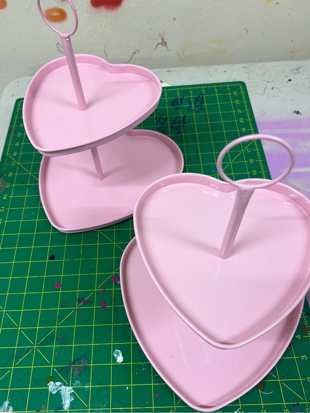 Tiered heart shaped tray x2
